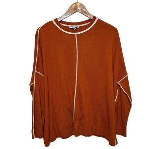 Gibson Latimer Size Medium Oversized Orange & White Pullover Sweater Lagenlook